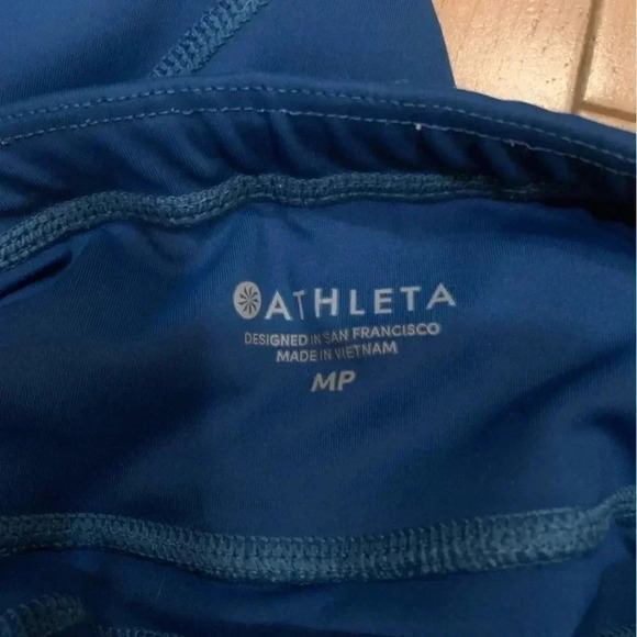 Athleta Contender Tight Powerlift Blue Peacock zip pockets mid rise | size MP - Picture 11 of 12